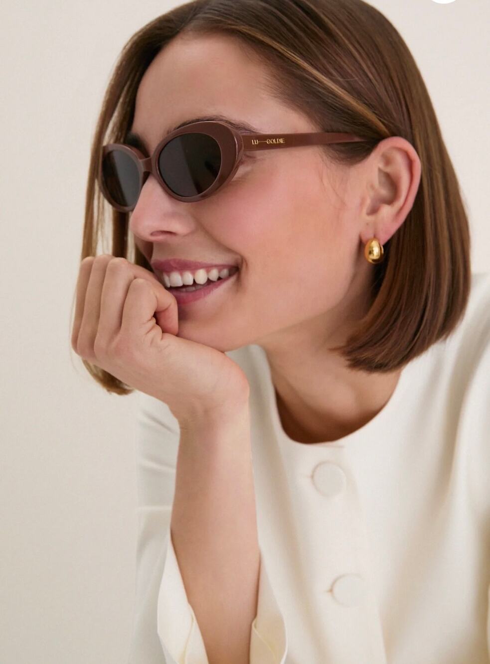 NEW Lu Goldie Cinnamon Jeanne Sunglasses Brown Oval